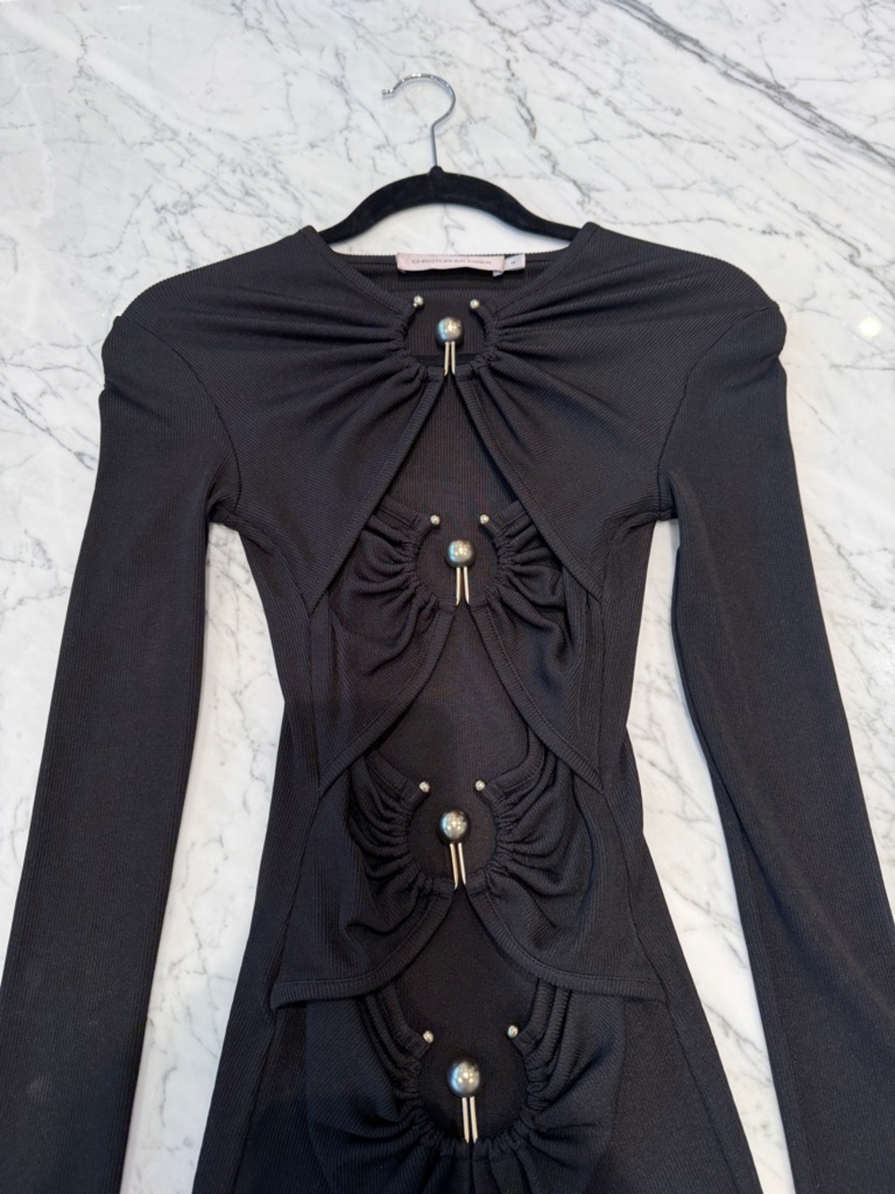 Christopher Esber COMPACT RIB /BUCKLES
ORBIT RUCHED LONG SLEEVE DRESS
BLACK - Picture 8 of 11